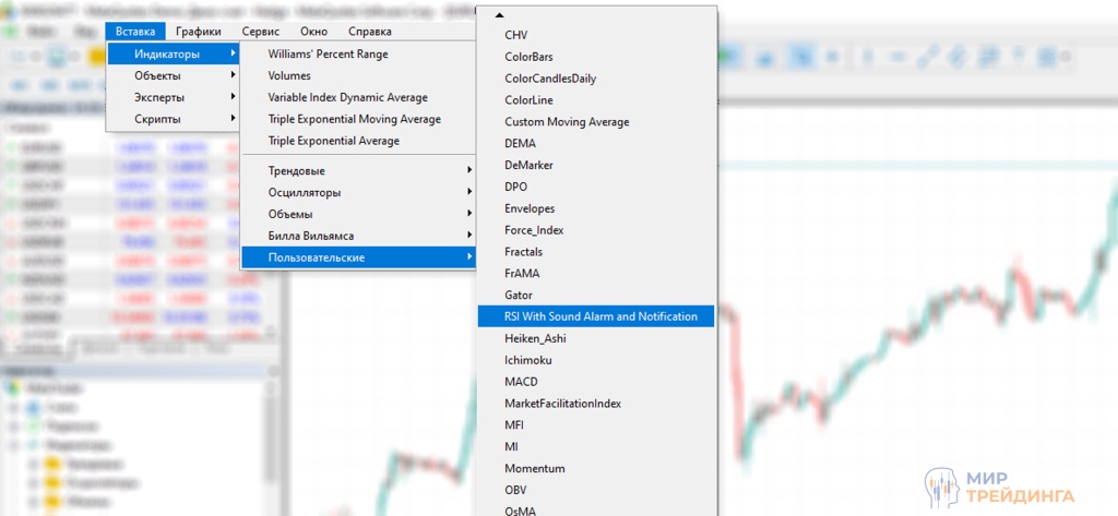 Установка и настройка индикатора в MT5 RSI with sound alarm and notification